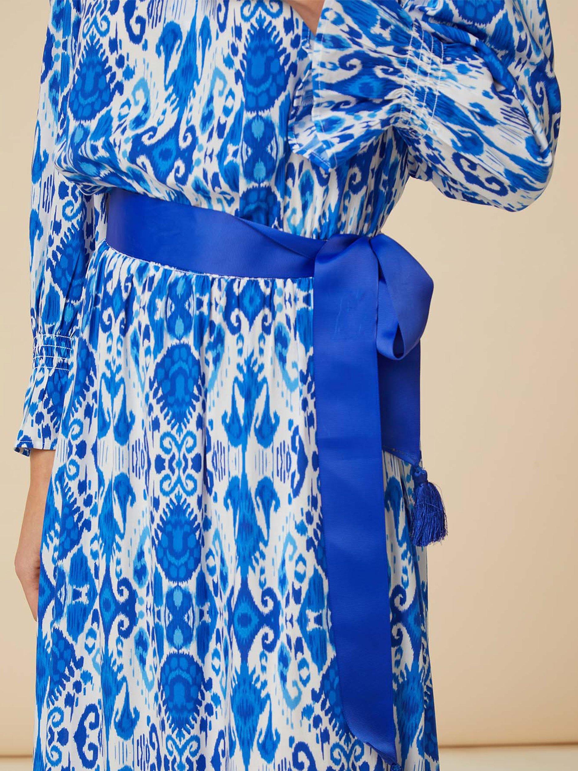 Product image 5 of 7, which shows Aspiga Maeve EcoVero Midi Dress, Ikat Blue, XS