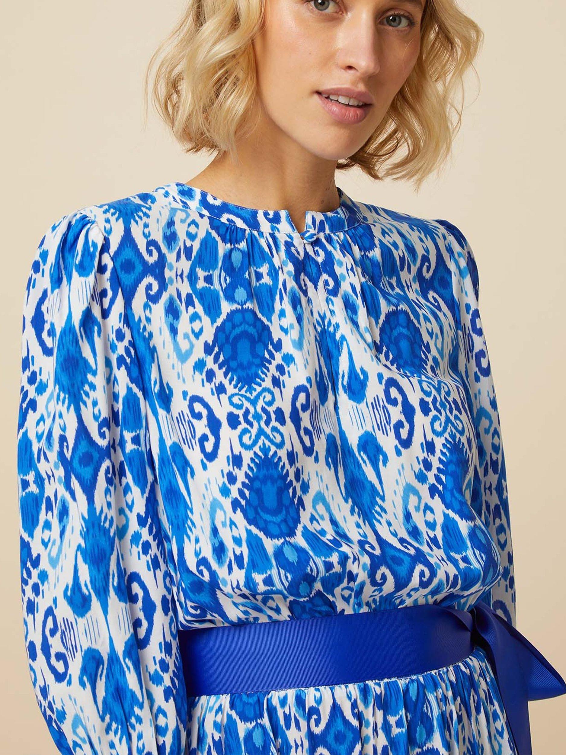 Product image 6 of 7, which shows Aspiga Maeve EcoVero Midi Dress, Ikat Blue, XS