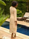 Aspiga Matilda Organic Cotton Embroidered Kaftan, Sand/Gold