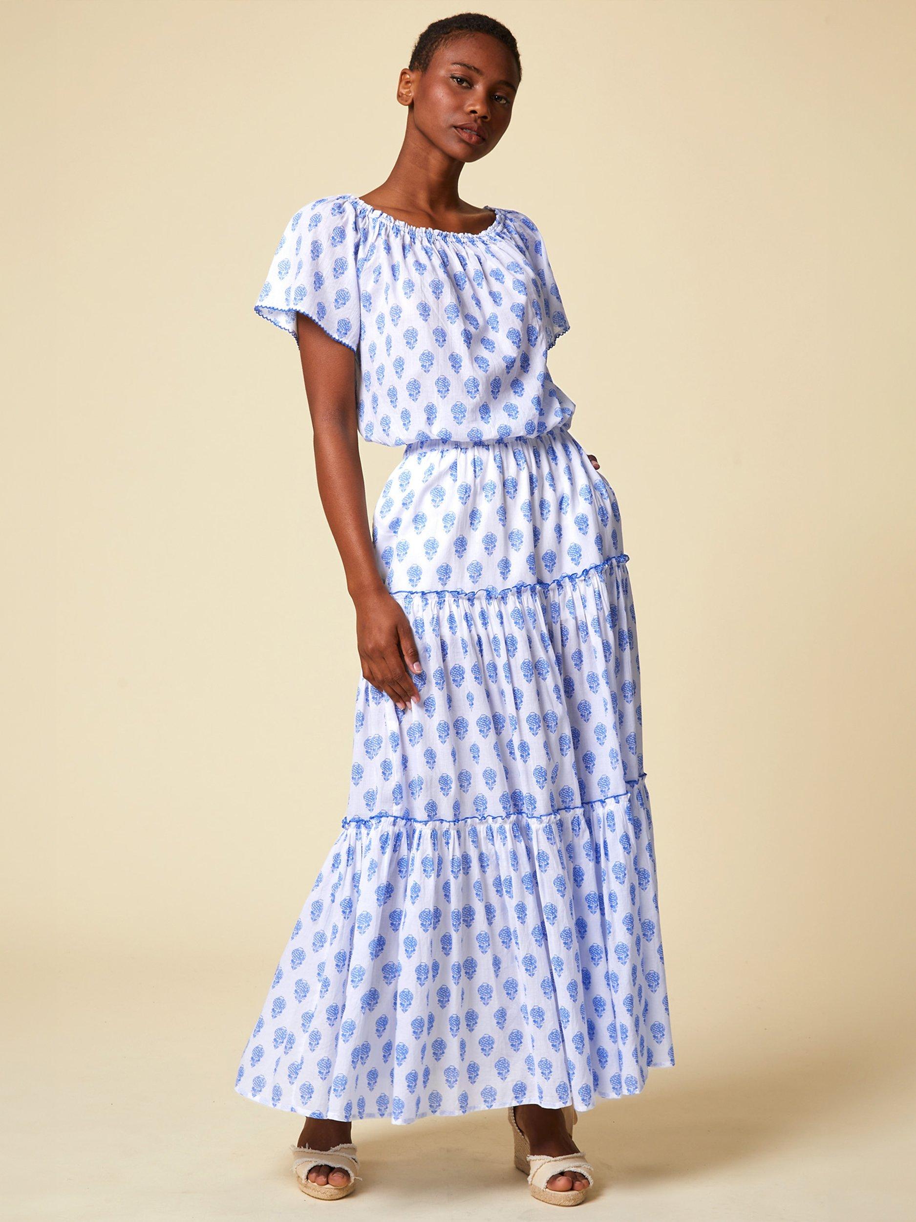 Aspiga Petite Bea Maxi Skirt, Pineapple White/Blue, XS