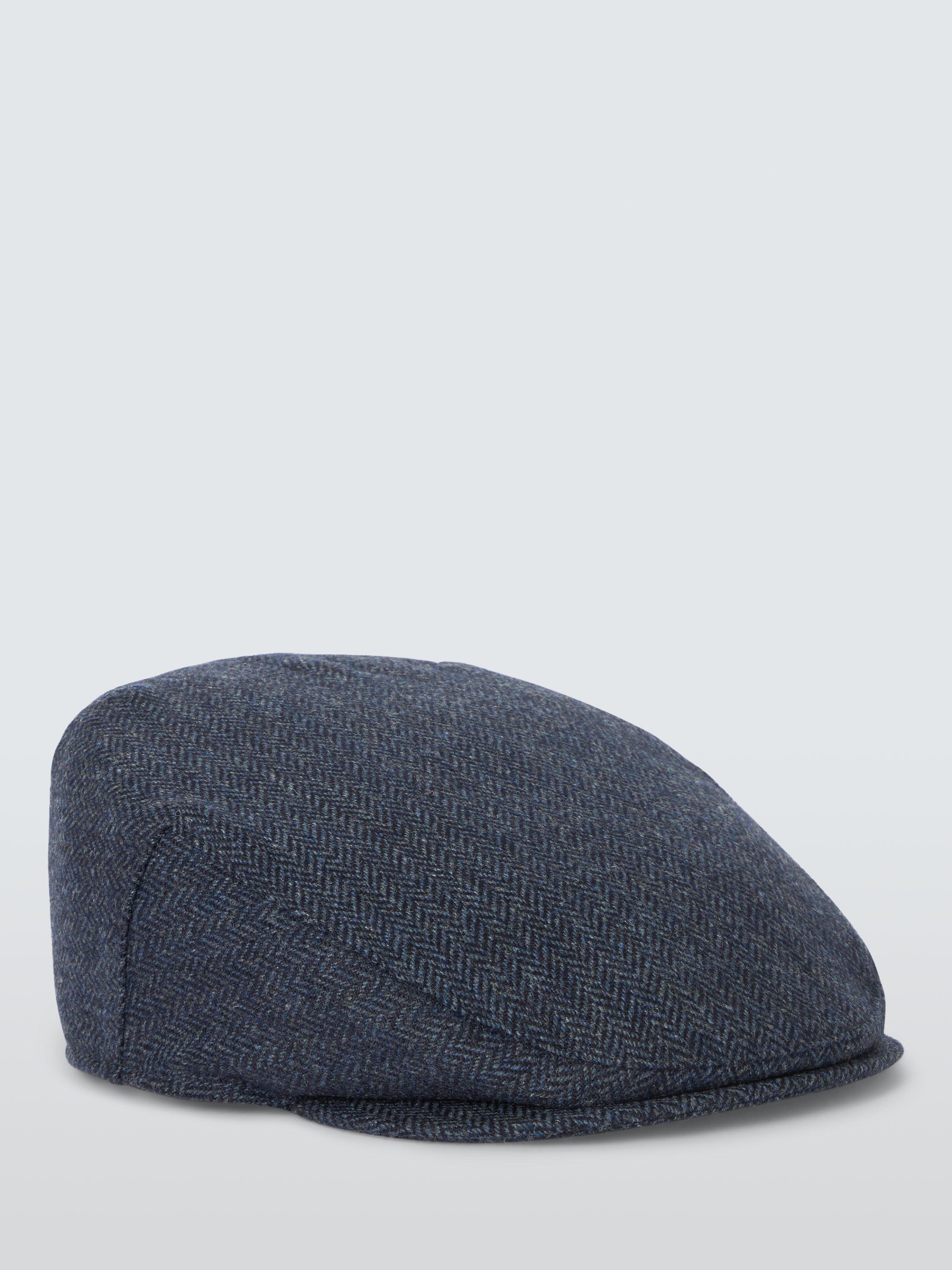 John Lewis Wool Tweed Flat Cap Navy