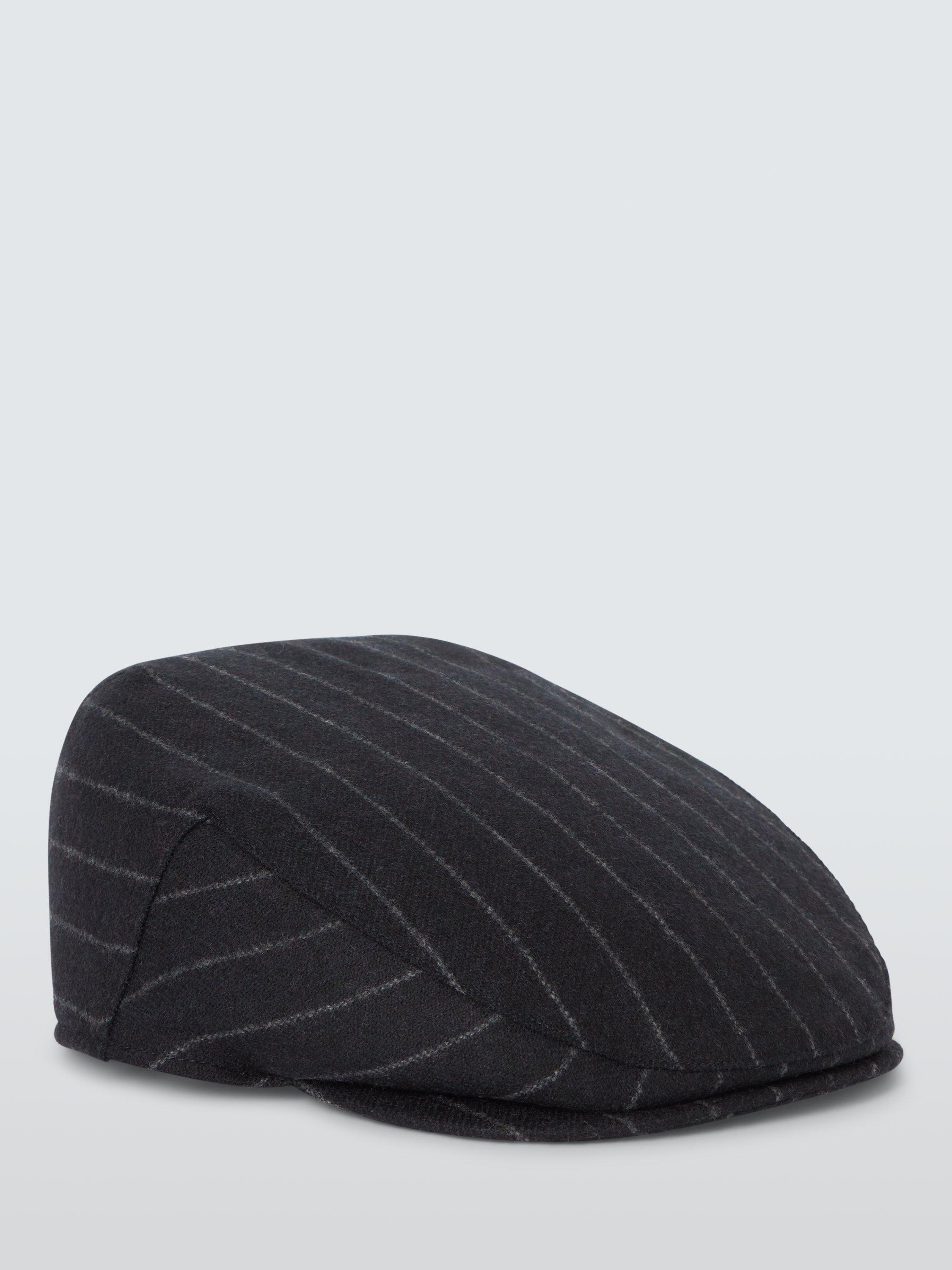 John Lewis Pinstripe Wool Flat Cap Navy