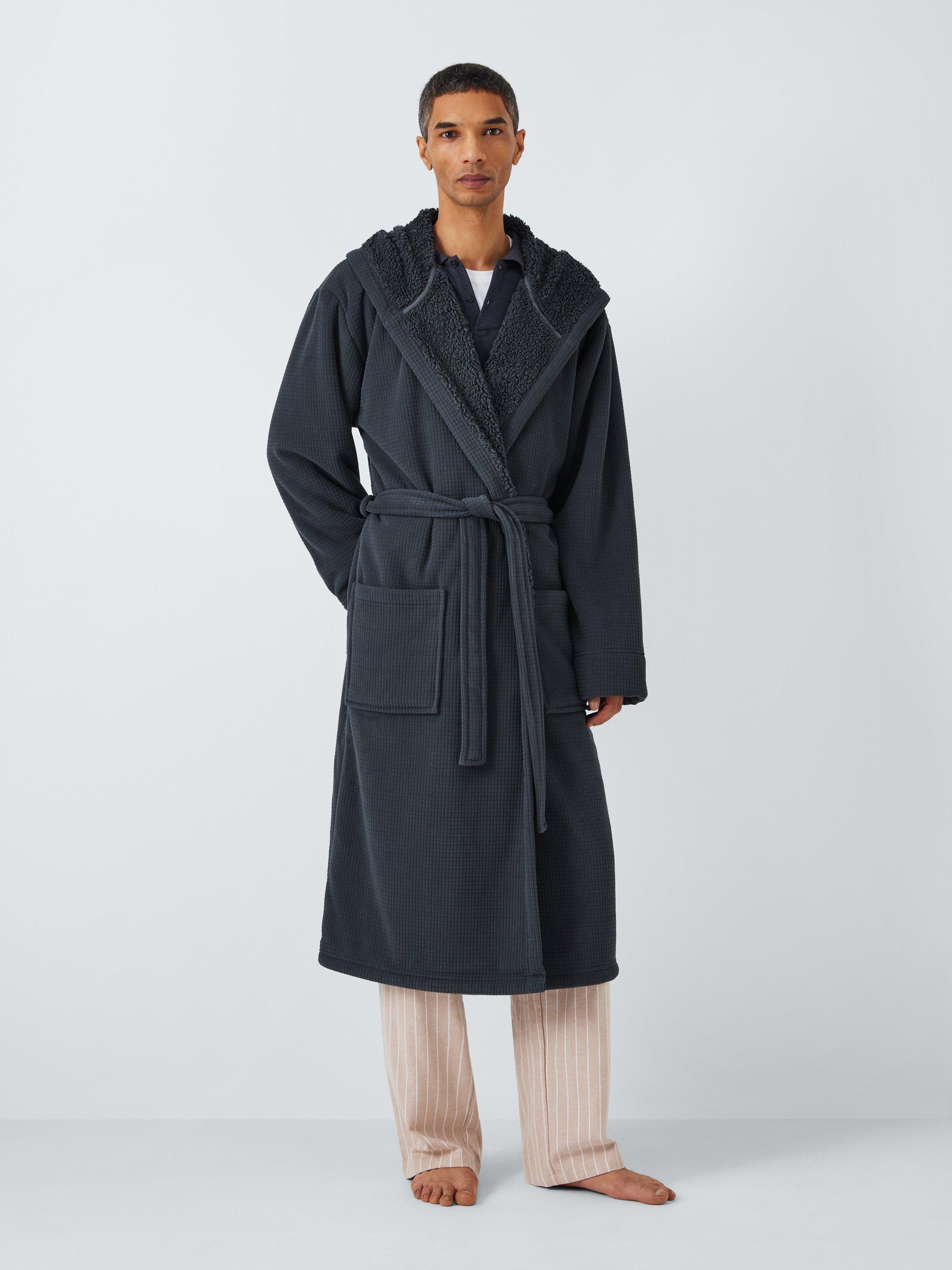 John Lewis Fleece Lined Waffle Robe Mid Grey