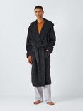 John Lewis Cosy Fleece Hooded Robe,  Grey Charcoal