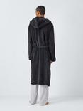 John Lewis Cosy Fleece Hooded Robe,  Grey Charcoal