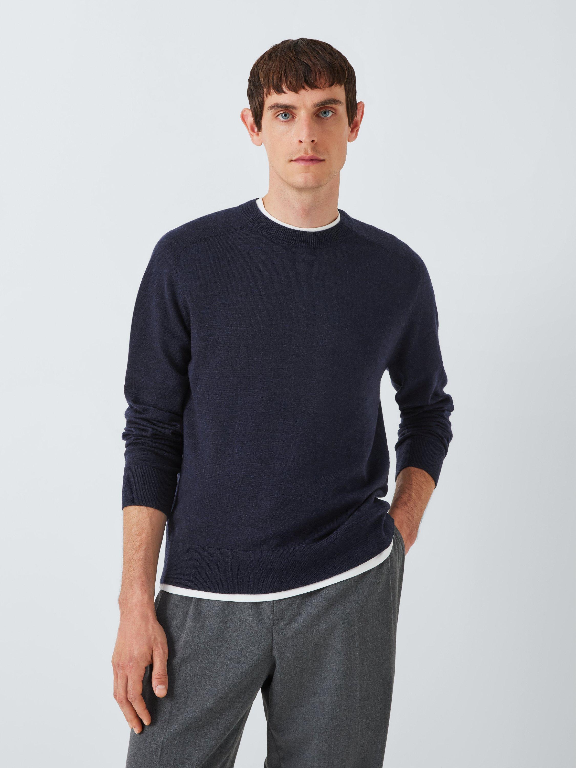 Kin Merino Wool Crew Neck Jumper, Dark Sapphire