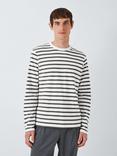 Kin Long Sleeve Breton Stripe Cotton Jersey Top, Ecru/Urban Chic