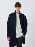 Kin Stand Collar Wool Blend Overcoat, Navy