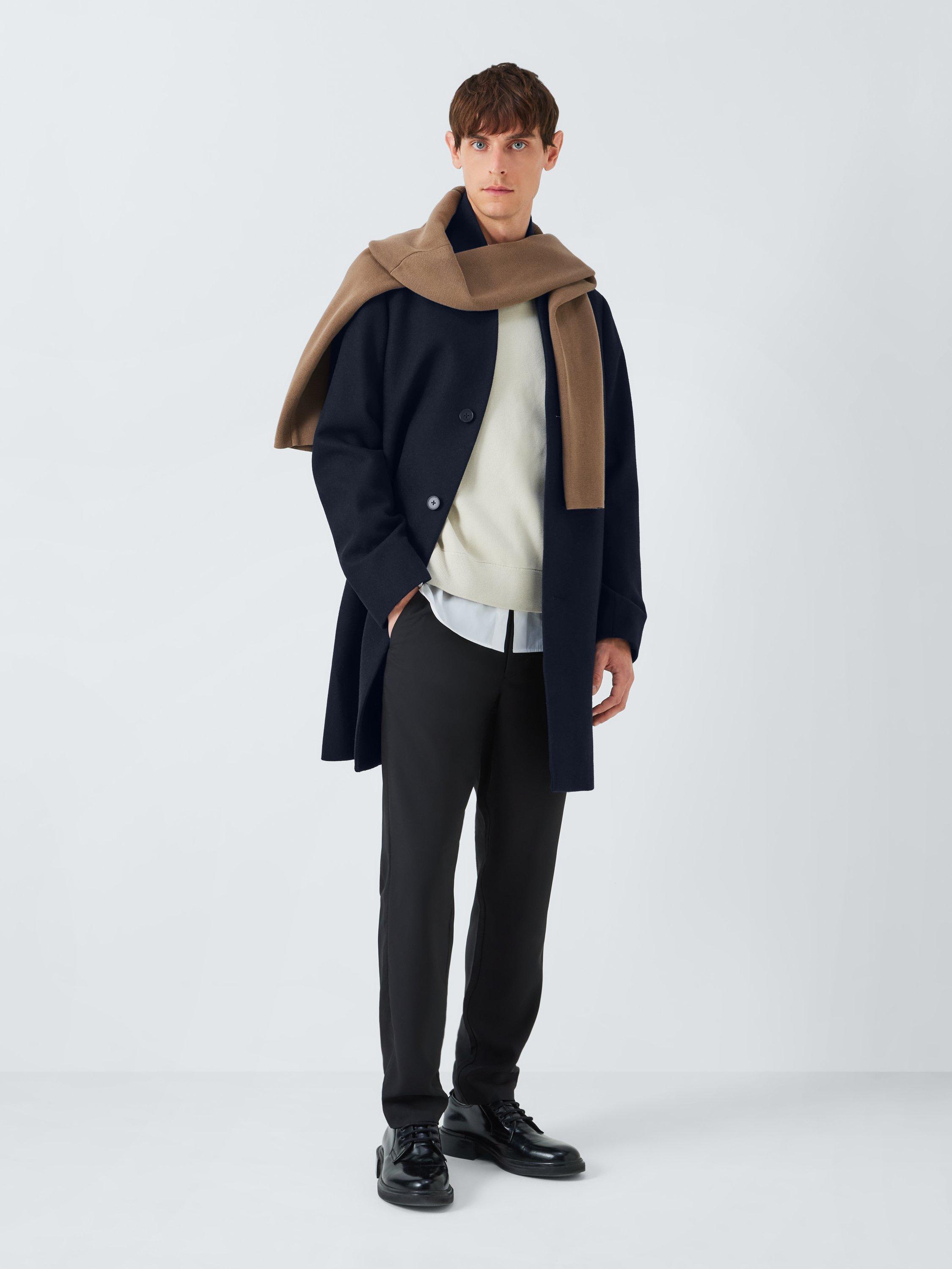 Product image 3 of 6, which shows Kin Stand Collar Wool Blend Overcoat, Navy, M