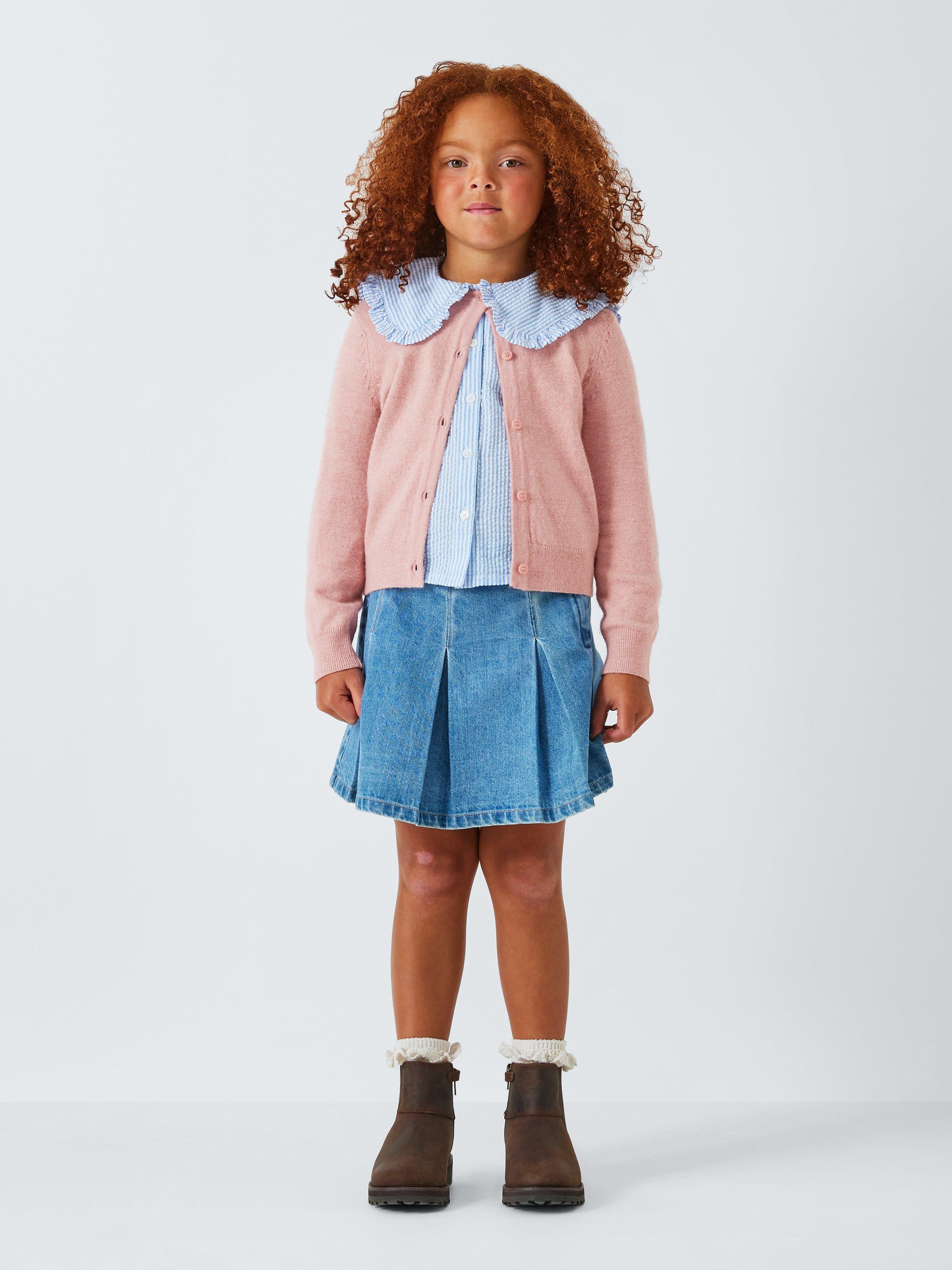 Product image 1 of 7, which shows John Lewis Kids' Button Wool Blend Cardigan, Light Pink, 8 years