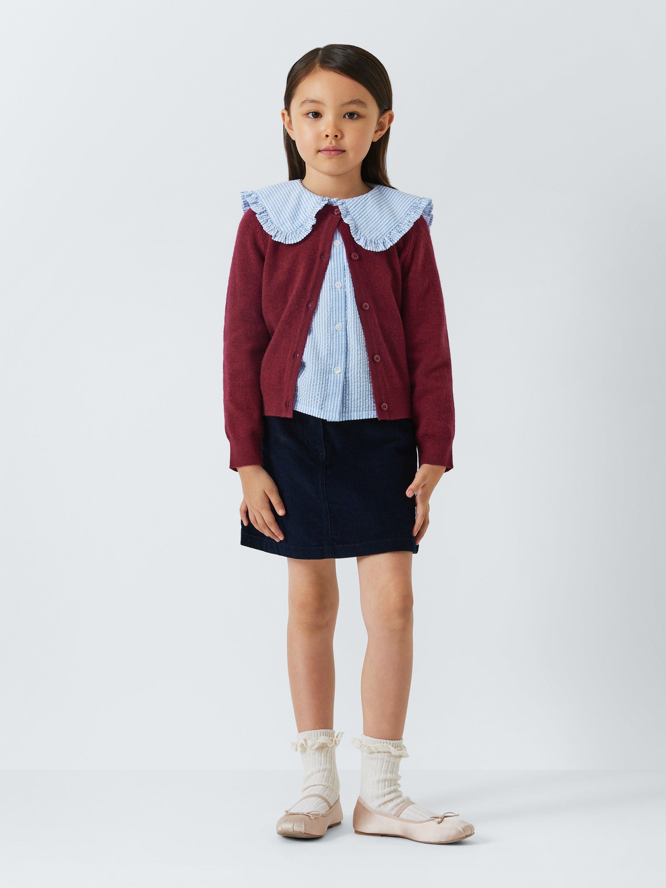 Product image 2 of 6, which shows John Lewis Kids' Button Wool Blend Cardigan, Berry Pink, 8 years
