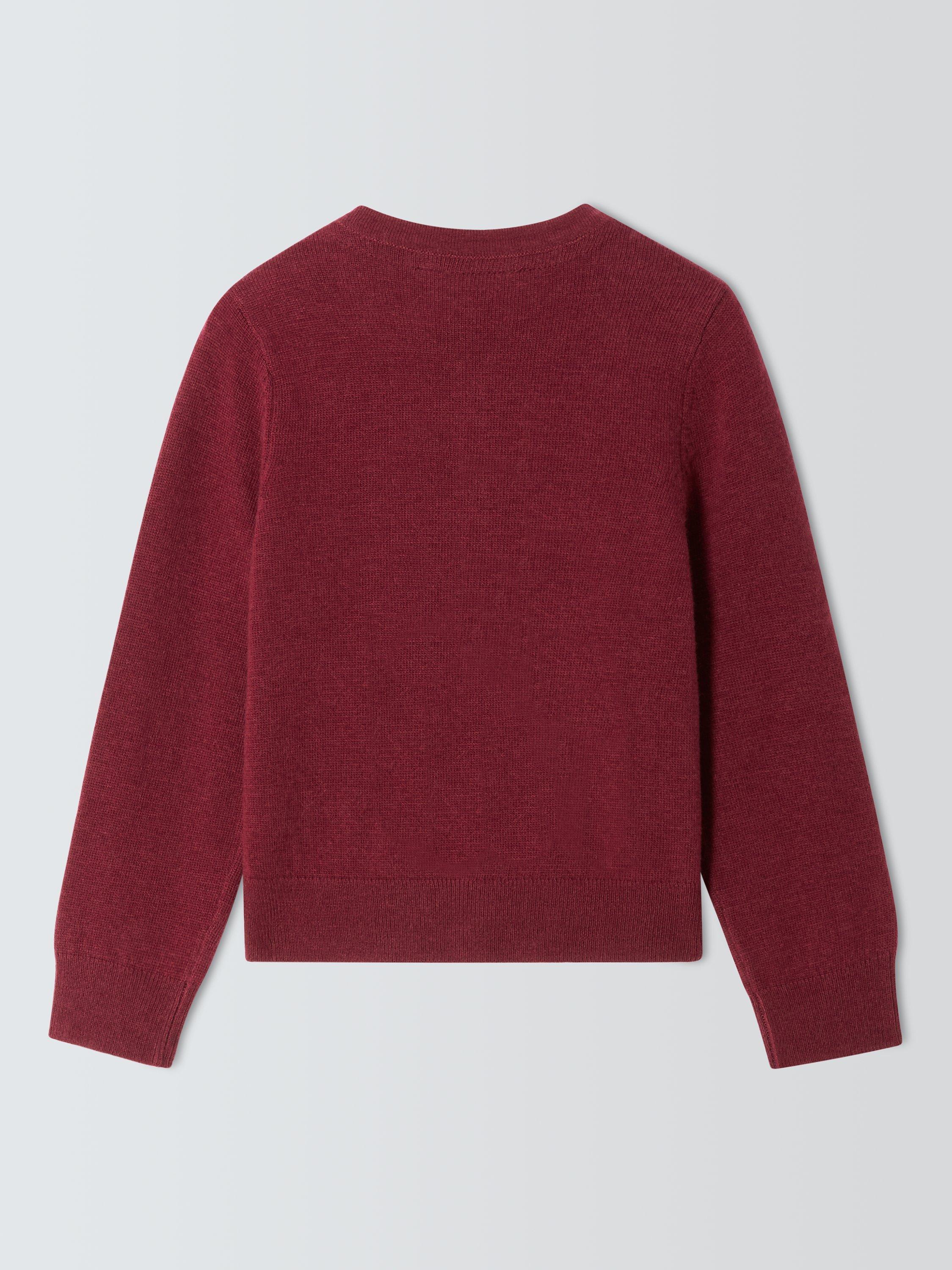 Product image 4 of 6, which shows John Lewis Kids' Button Wool Blend Cardigan, Berry Pink, 8 years
