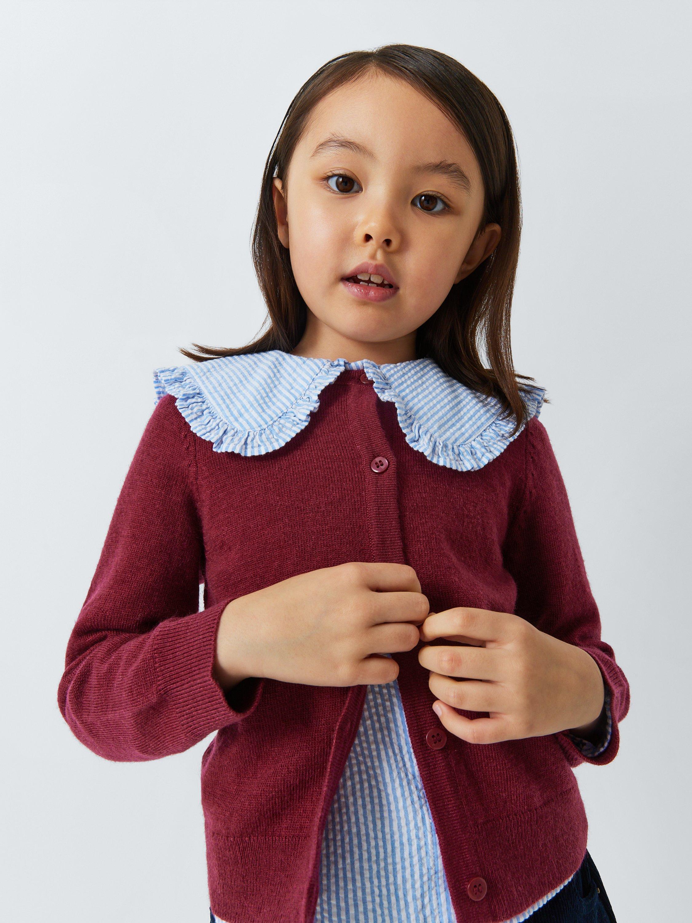 Product image 6 of 6, which shows John Lewis Kids' Button Wool Blend Cardigan, Berry Pink, 8 years