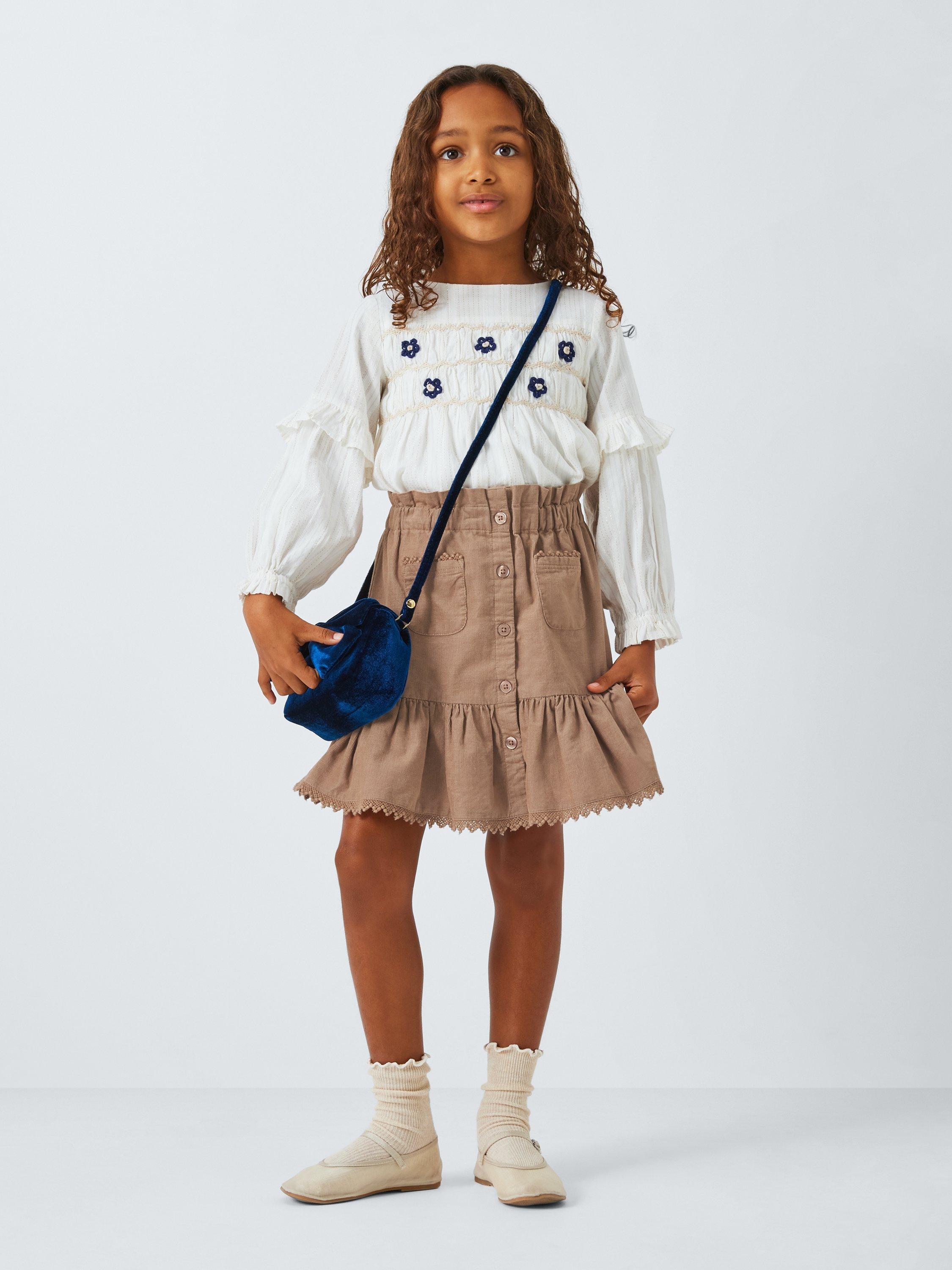 Product image 2 of 8, which shows John Lewis Heirloom Collection Kids' Button Corduroy Skirt, Neutral Brown, 12 years