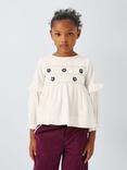 John Lewis Heirloom Collection Kids' Floral Textured Blouse, Cream