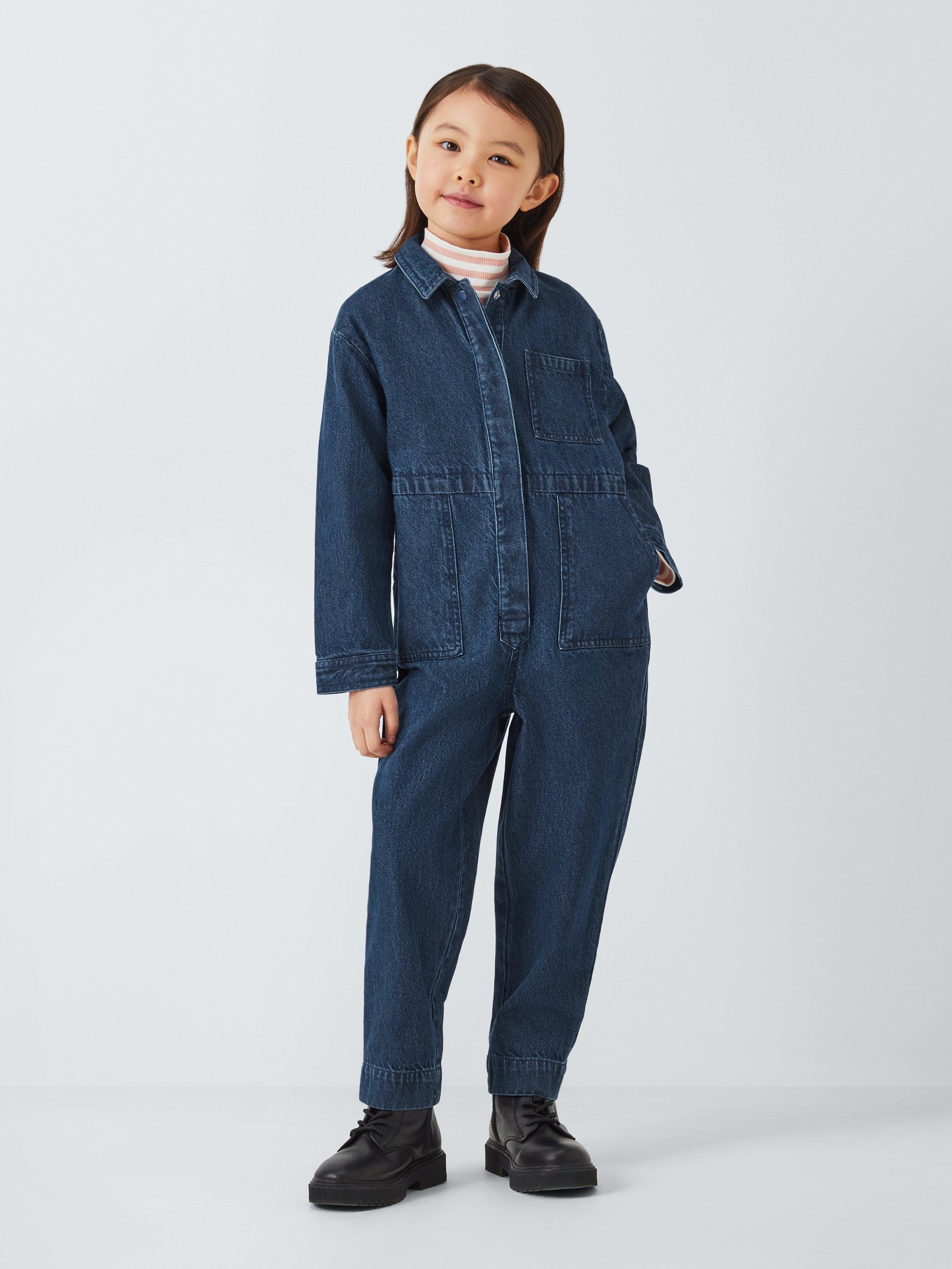 John Lewis ANYDAY Kids Denim Boilersuit Denim Blue