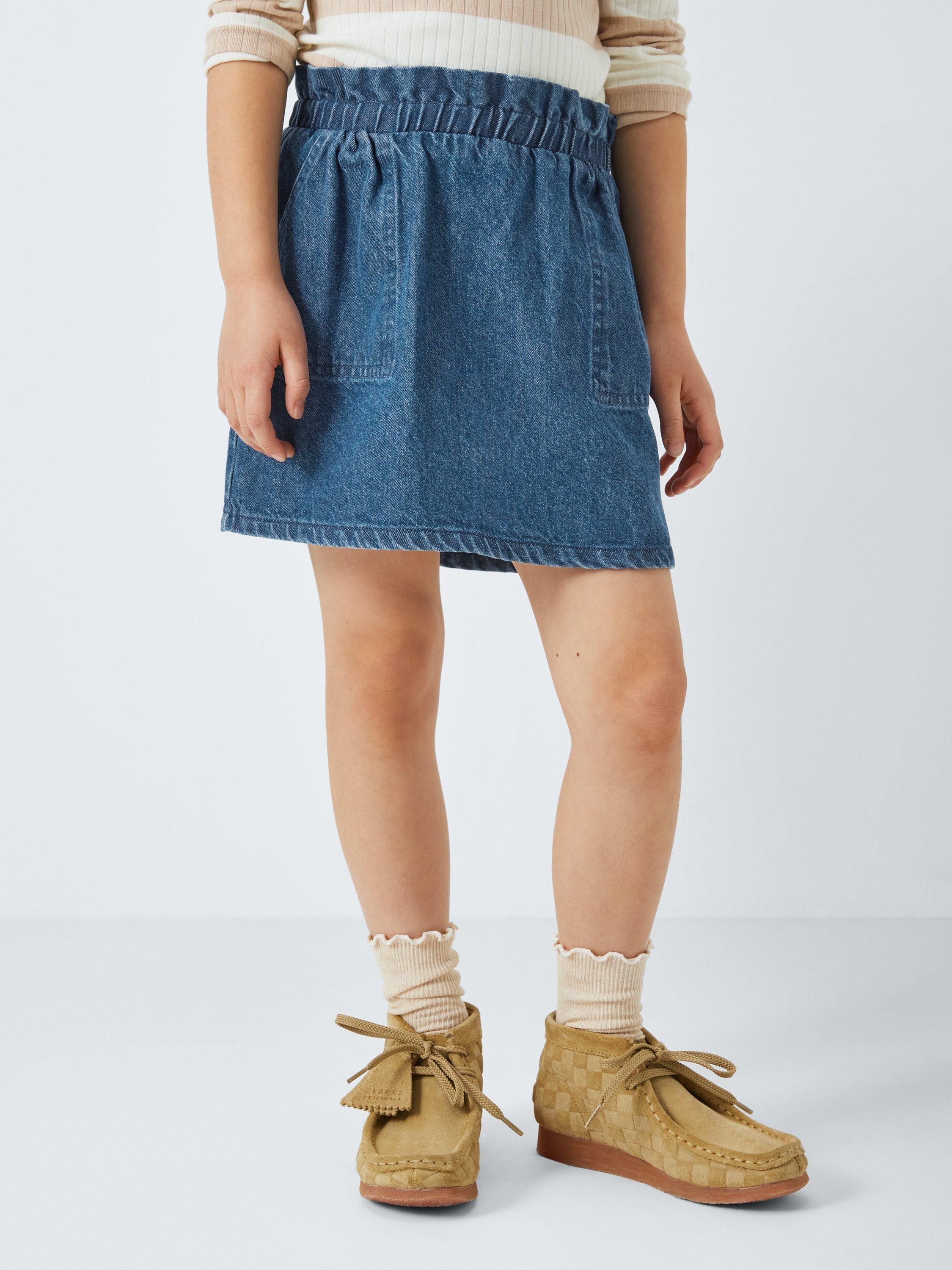John Lewis ANYDAY Kids' Denim A-Line Skirt, Denim Blue