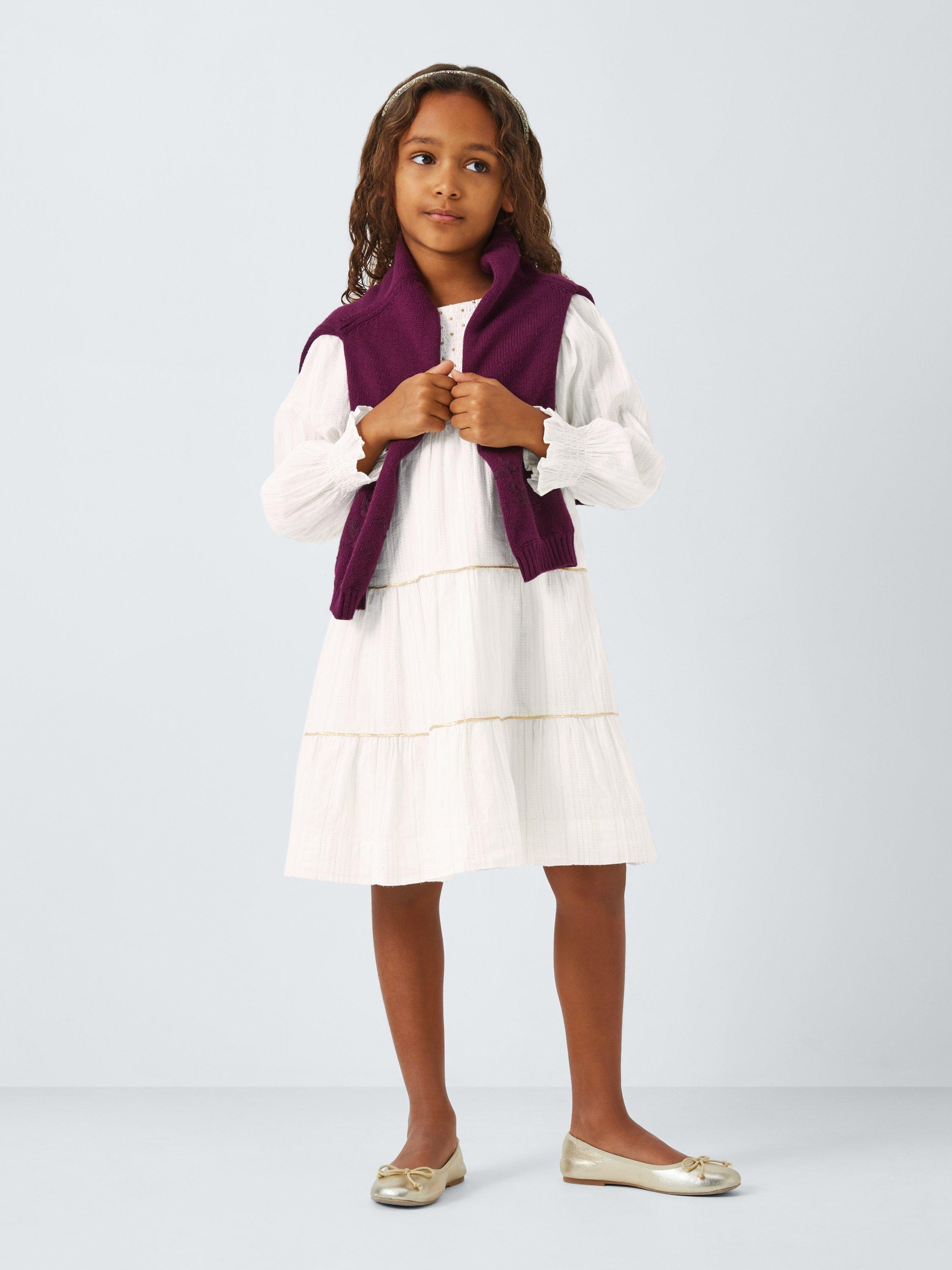 Product image 2 of 7, which shows John Lewis Heirloom Collection Kids' Sparkle Stripe Party Dress, Cream, 9 years