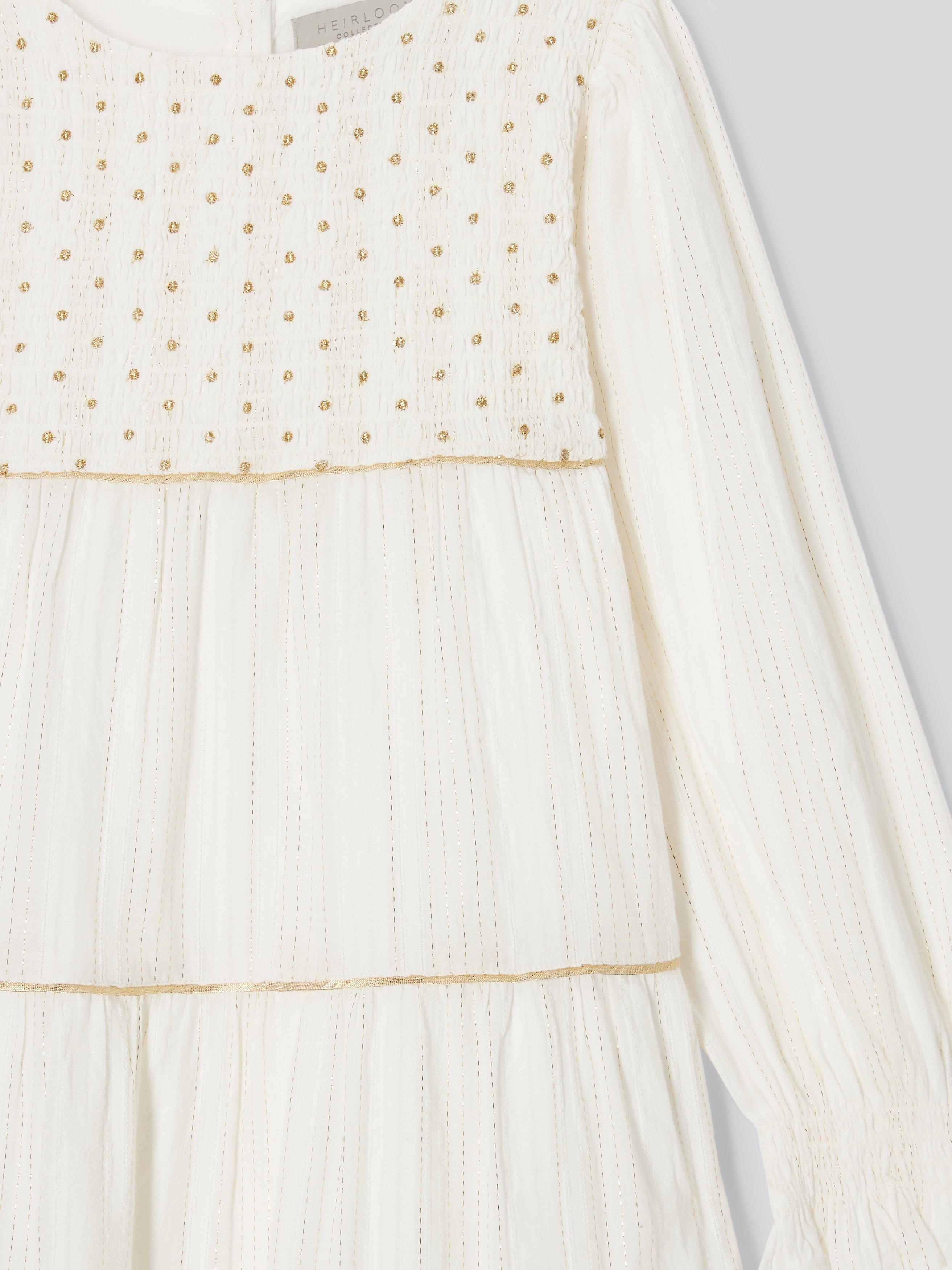 Product image 6 of 7, which shows John Lewis Heirloom Collection Kids' Sparkle Stripe Party Dress, Cream, 9 years