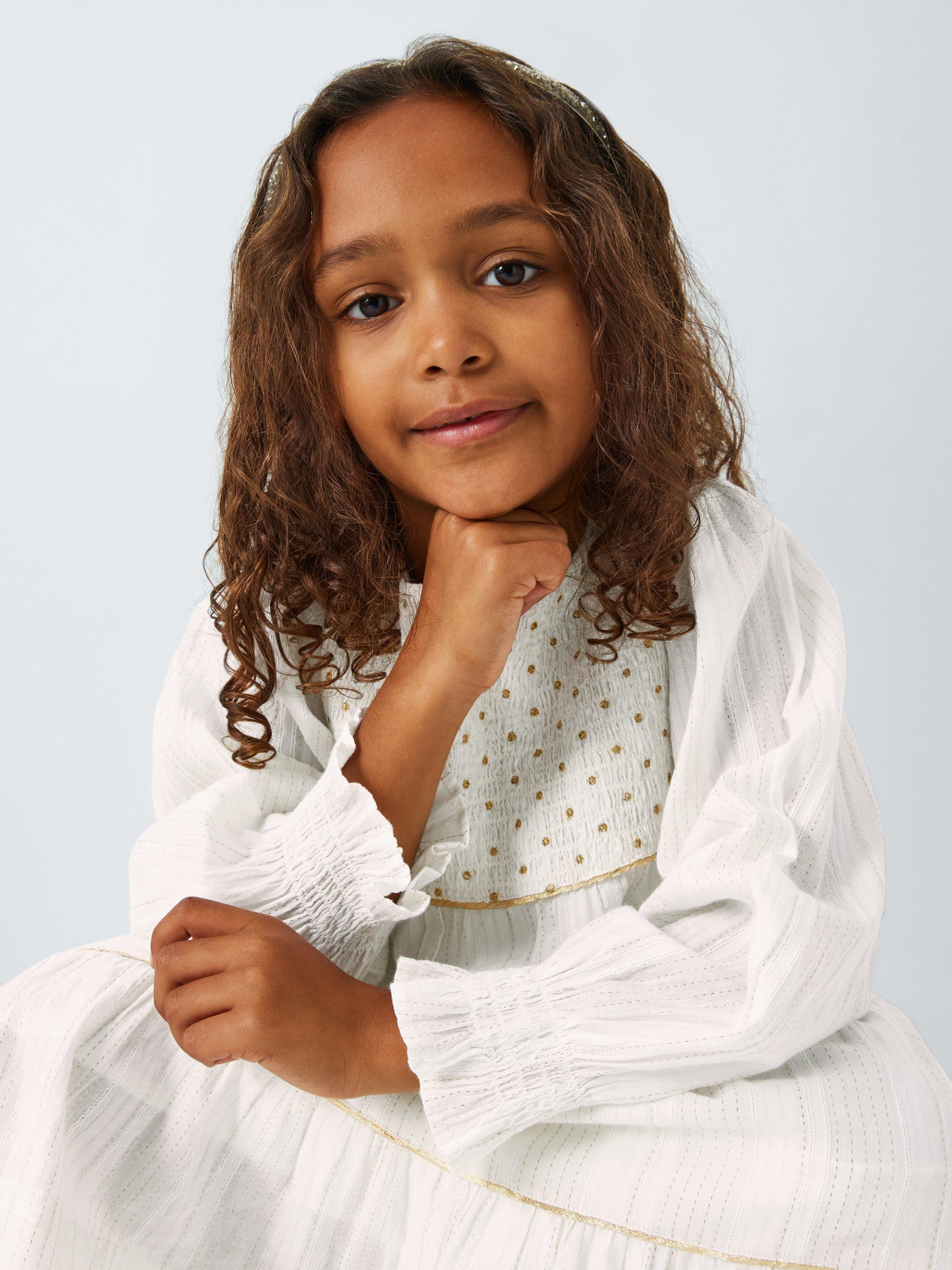 Product image 5 of 7, which shows John Lewis Heirloom Collection Kids' Sparkle Stripe Party Dress, Cream, 9 years