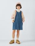 John Lewis ANYDAY Kids' Denim Pinafore Dress, Denim Blue