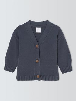John Lewis Baby Cotton Blend Cardigan, Navy, Navy