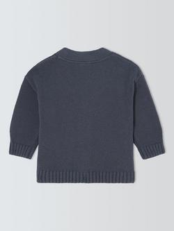 John Lewis Baby Cotton Blend Cardigan, Navy - view 2, Navy