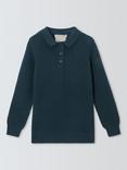 John Lewis Heirloom Collection Knit Cashmere Blend Polo Jumper, Navy