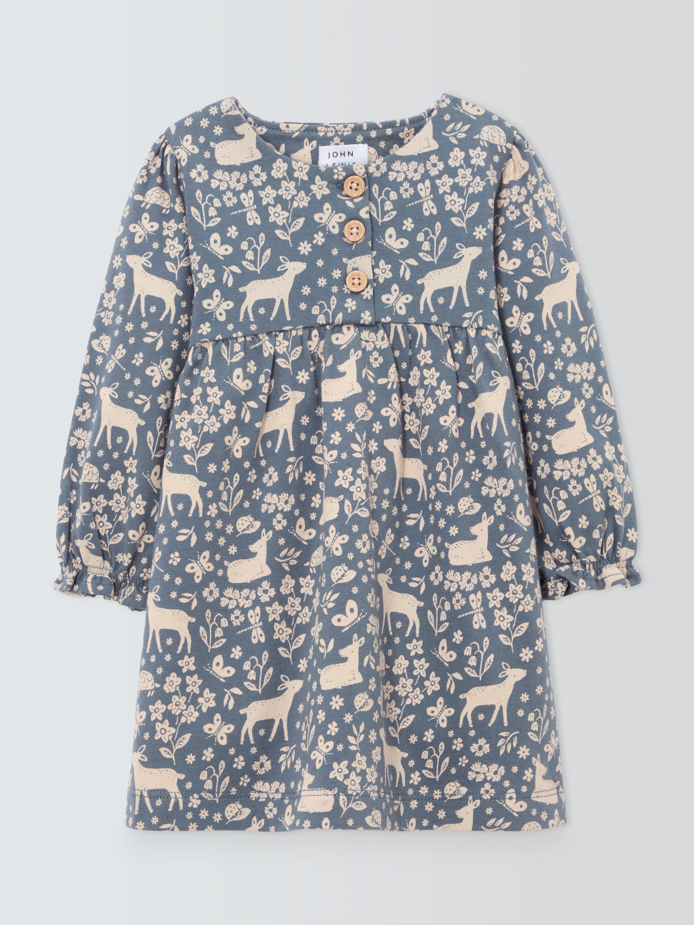 John Lewis Baby Animals and Flowers Jersey Dress, Multi, 69 months