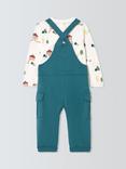 John Lewis Baby Dungaree Set Blue/Multi