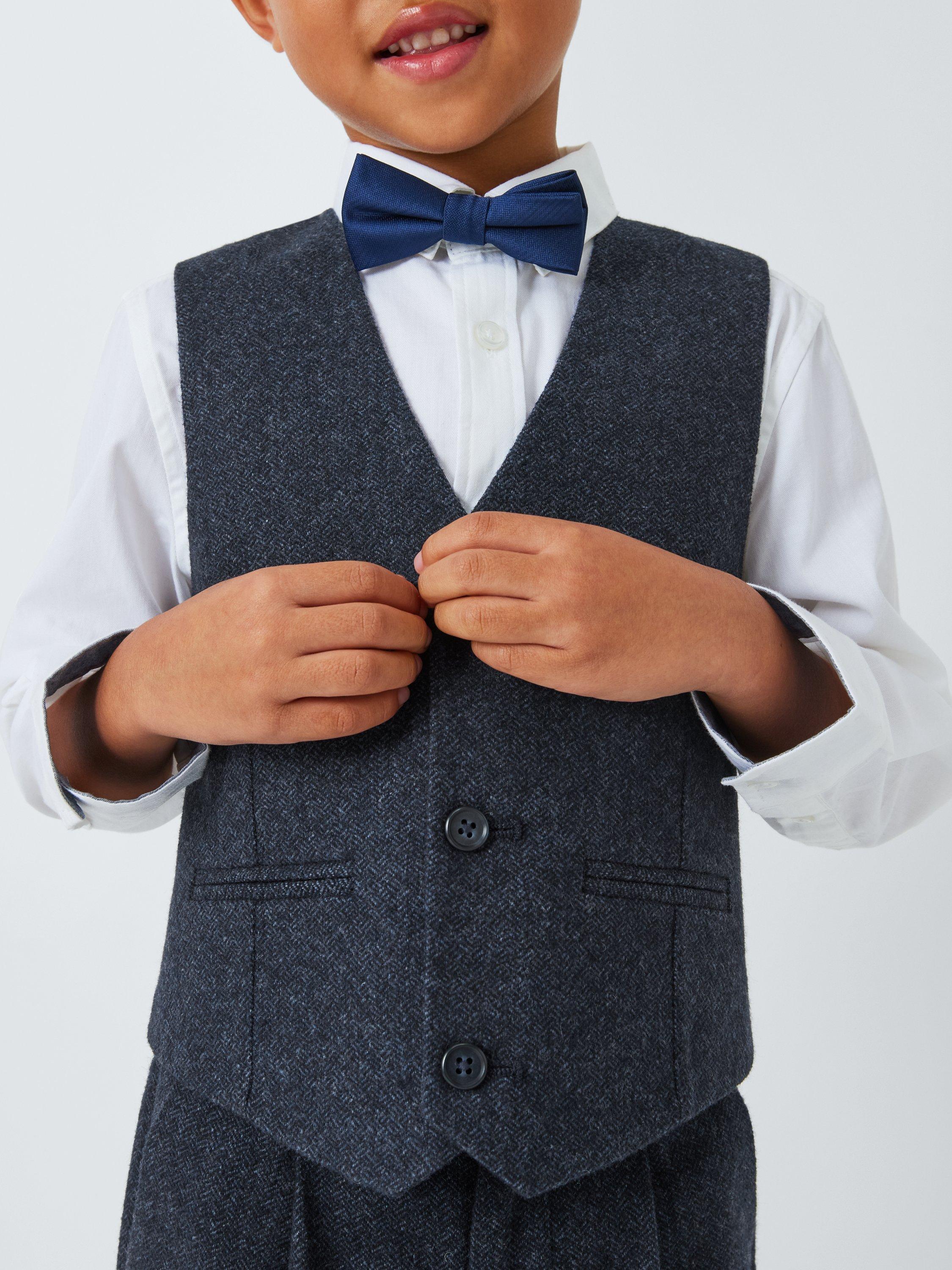 John Lewis Heirloom Collection Kids' Textured Herringbone Waistcoat, Navy