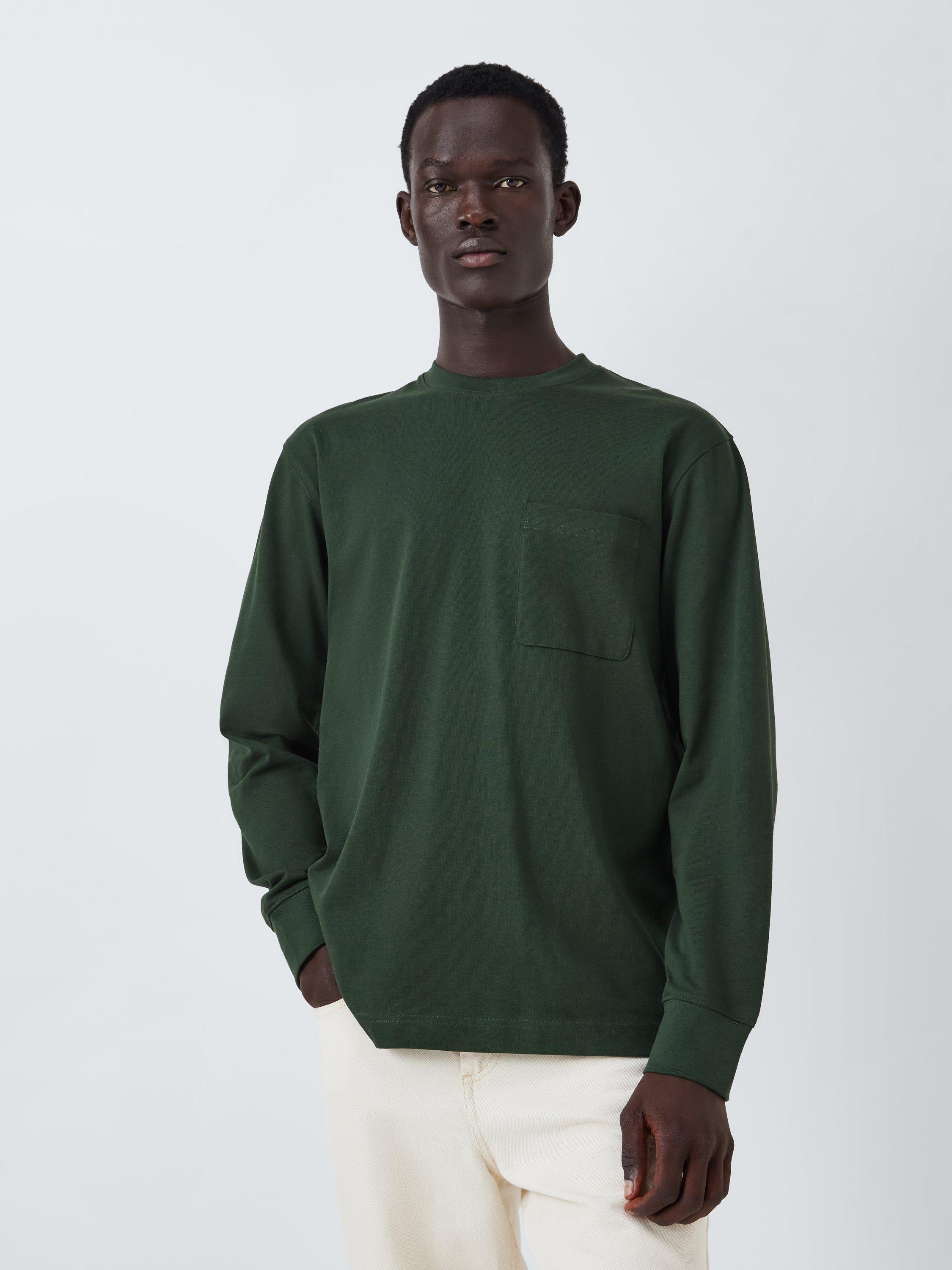John Lewis ANYDAY Long Sleeve Heavyweight Cotton T-Shirt, Mountain Dew