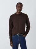 John Lewis Cashmere Cable Knit Crew Neck Jumper, Navy, Mole