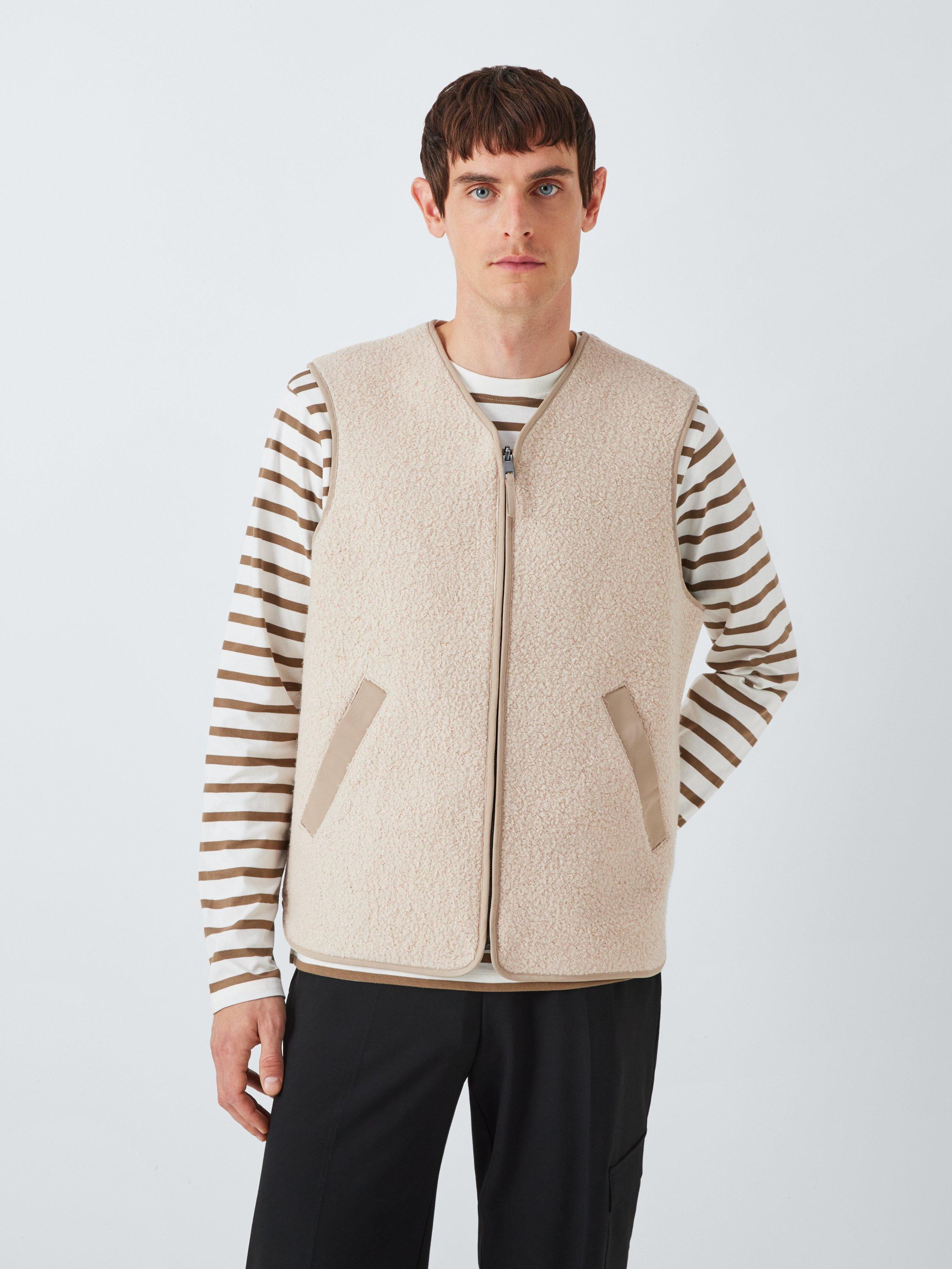 Product image 1 of 7, which shows Kin Reversible Wool Blend Shearling Gilet, Natural/Alumnium, XXL