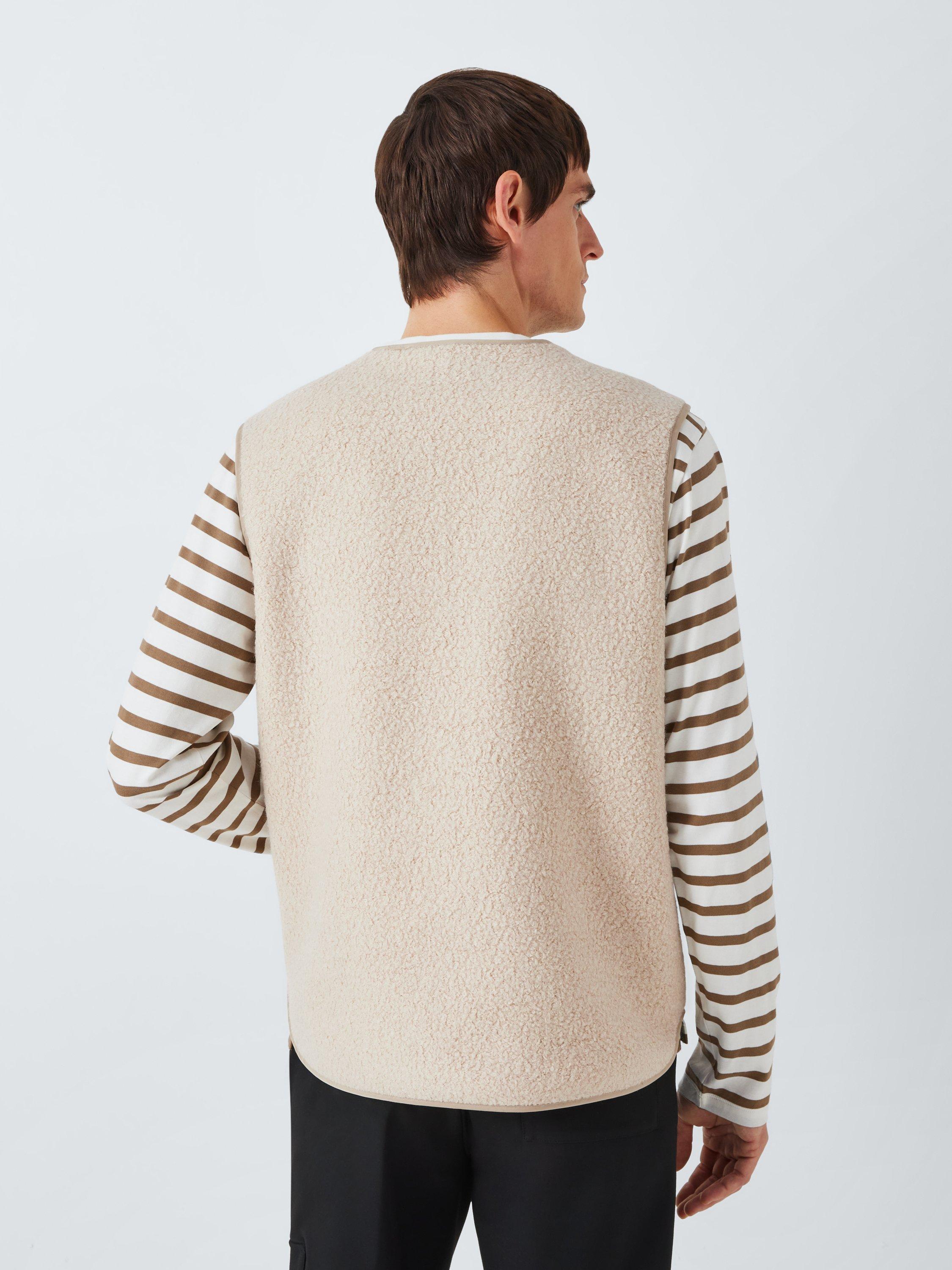 Product image 2 of 7, which shows Kin Reversible Wool Blend Shearling Gilet, Natural/Alumnium, XXL