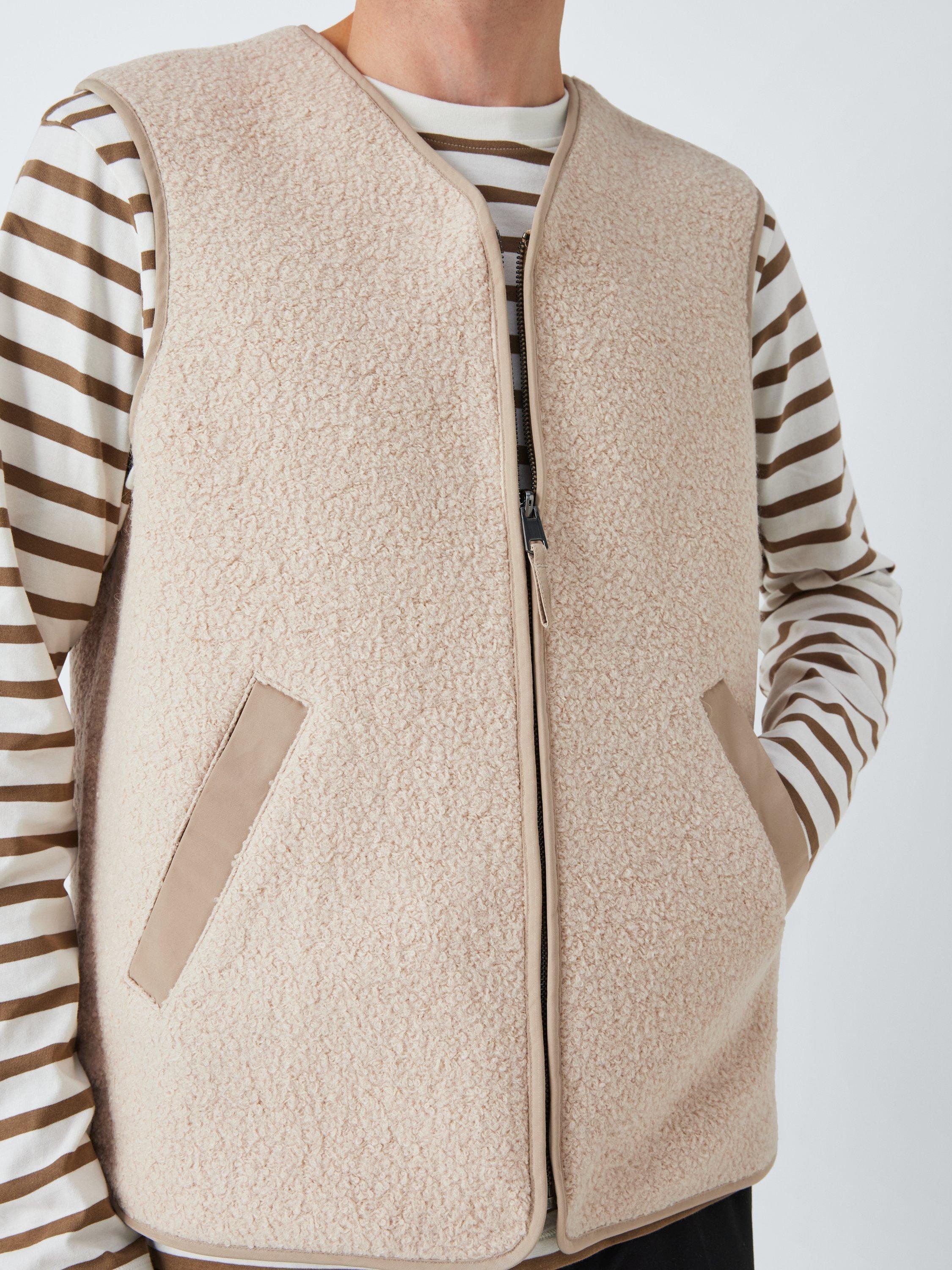 Product image 5 of 7, which shows Kin Reversible Wool Blend Shearling Gilet, Natural/Alumnium, XXL