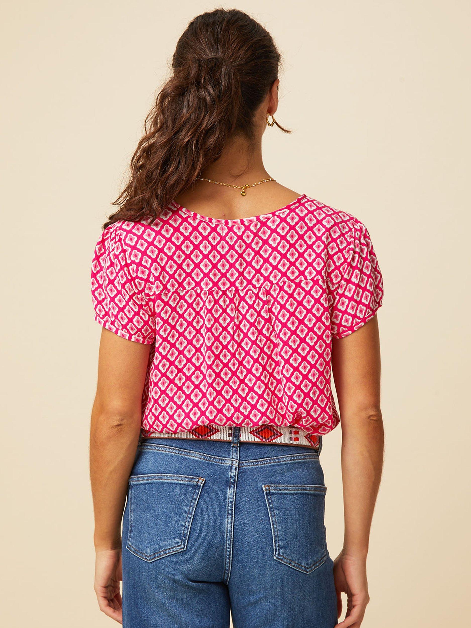 Product image 2 of 6, which shows Aspiga Lisbon Short Sleeve Shirt, Diamond Cerise/Pink, XS
