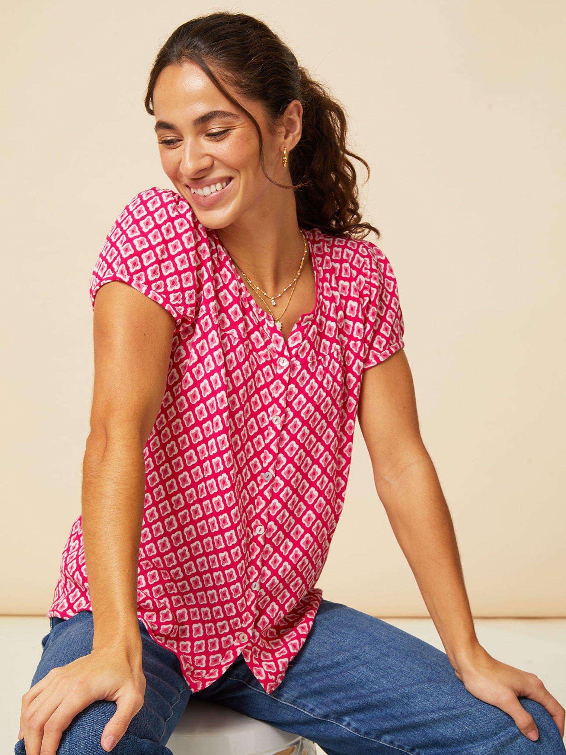 Product image 3 of 6, which shows Aspiga Lisbon Short Sleeve Shirt, Diamond Cerise/Pink, XS