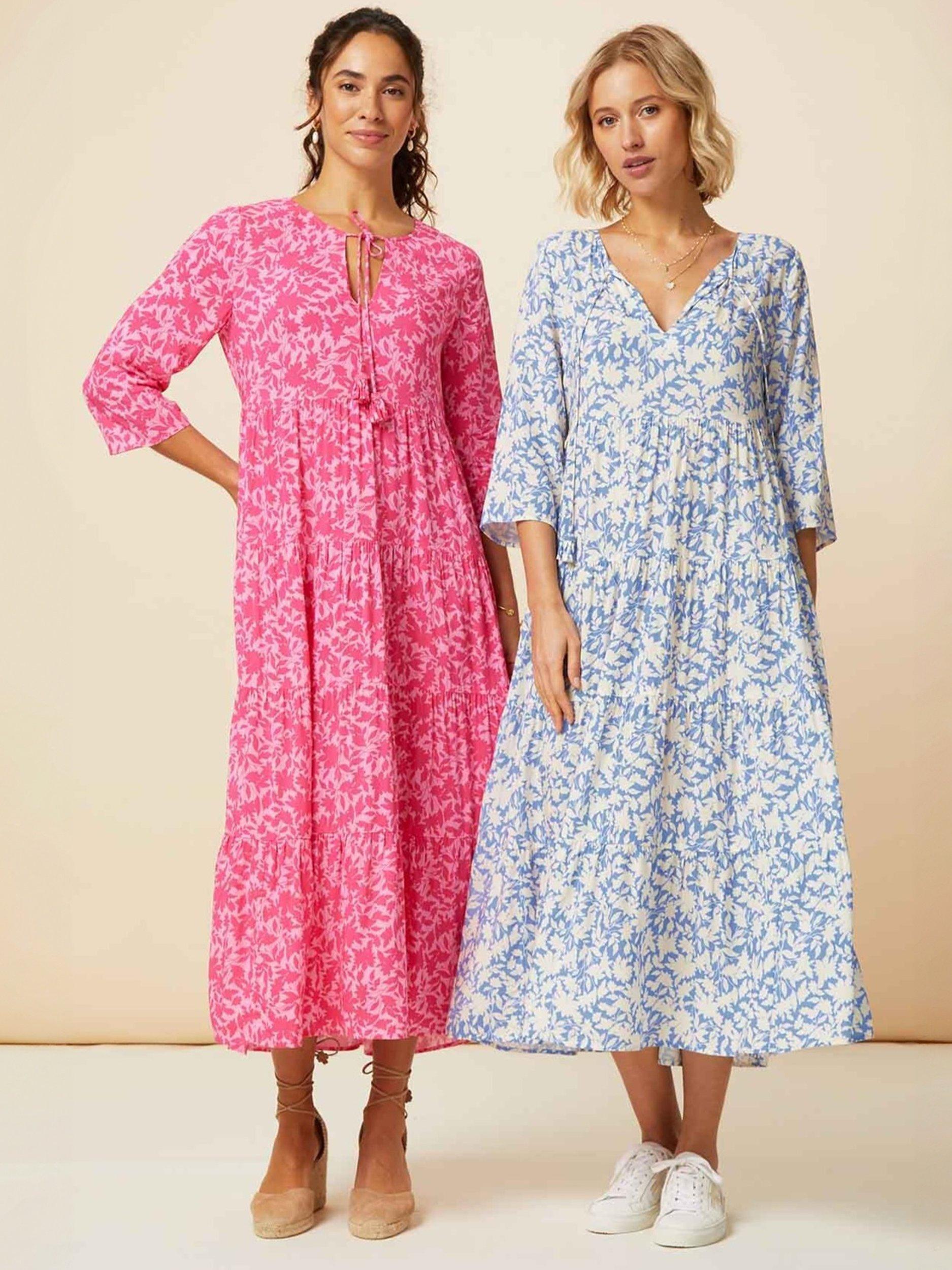 Product image 7 of 9, which shows Aspiga Emma Tiered Midi Dress, Vin Mono Pink, XS