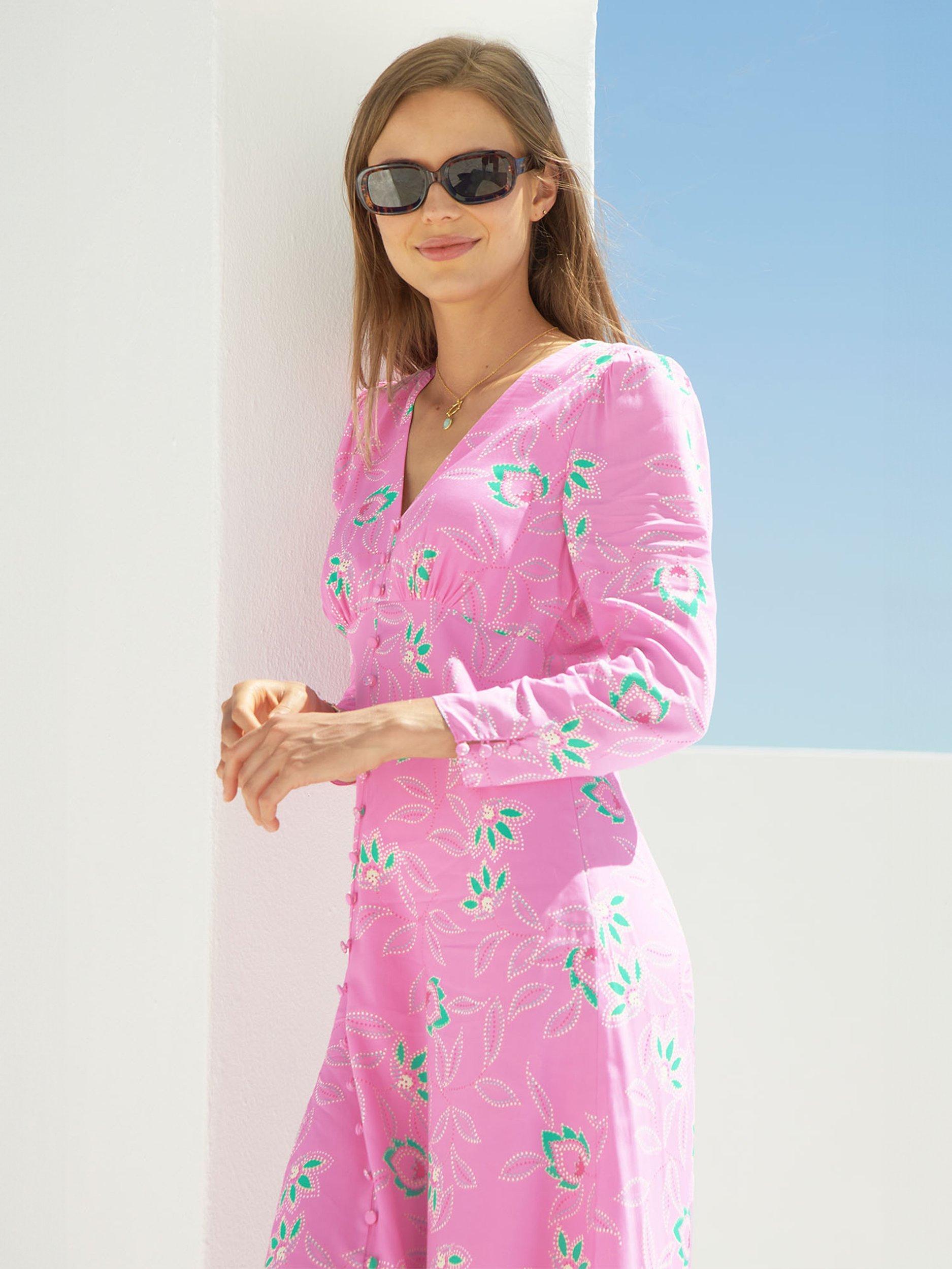 Product image 6 of 7, which shows Aspiga Claudia Midi Dress, Waterlily Pink, XS