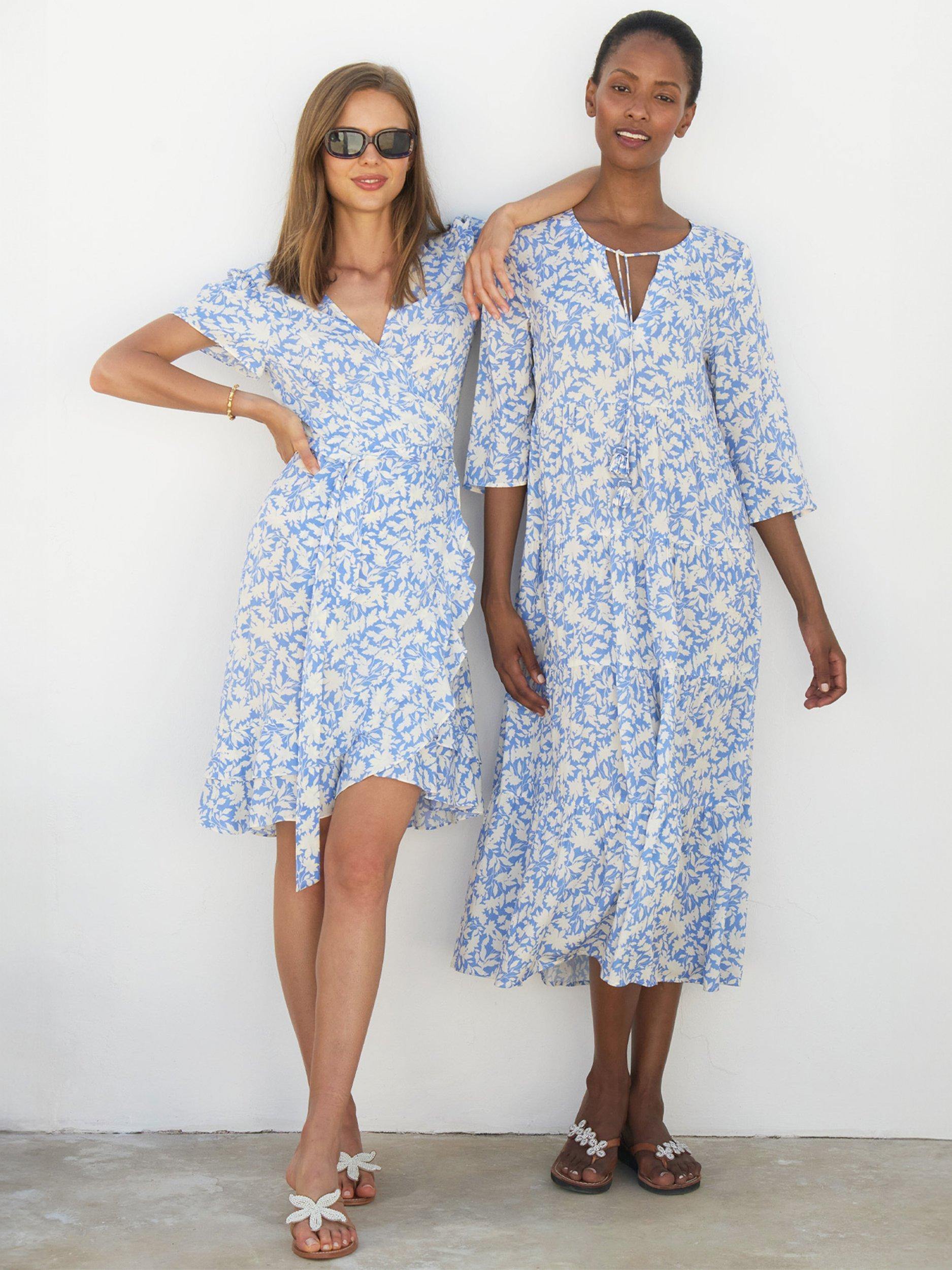 Product image 9 of 9, which shows Aspiga Chelsea Ecovero Wrap Dress, Blue/White, XS