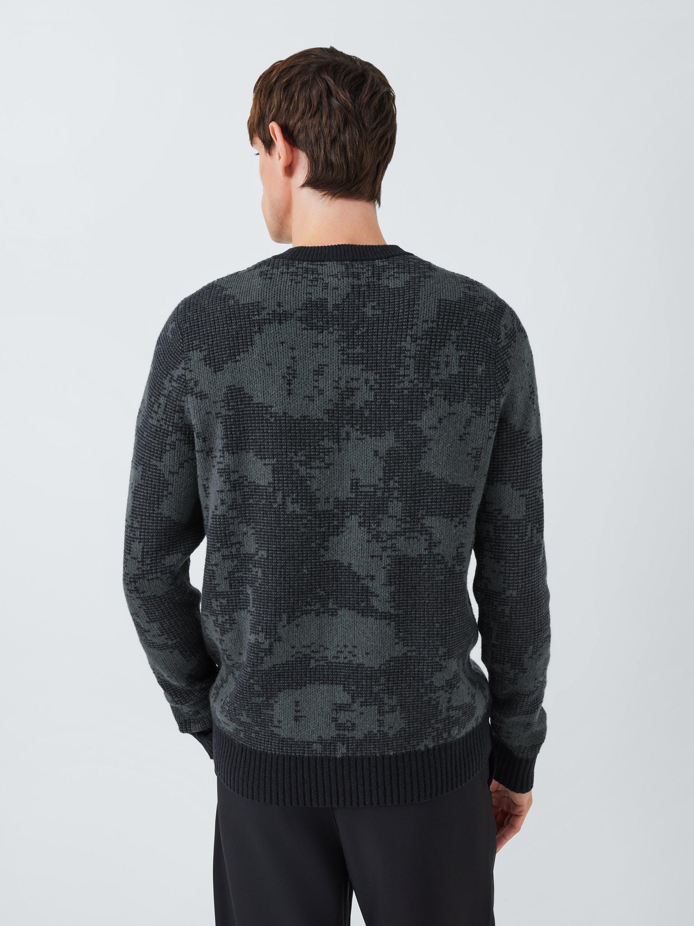 Product image 4 of 6, which shows Kin Aura Jacquard Wool Blend Knit Crew Neck Jumper, Dark Sapphire, S