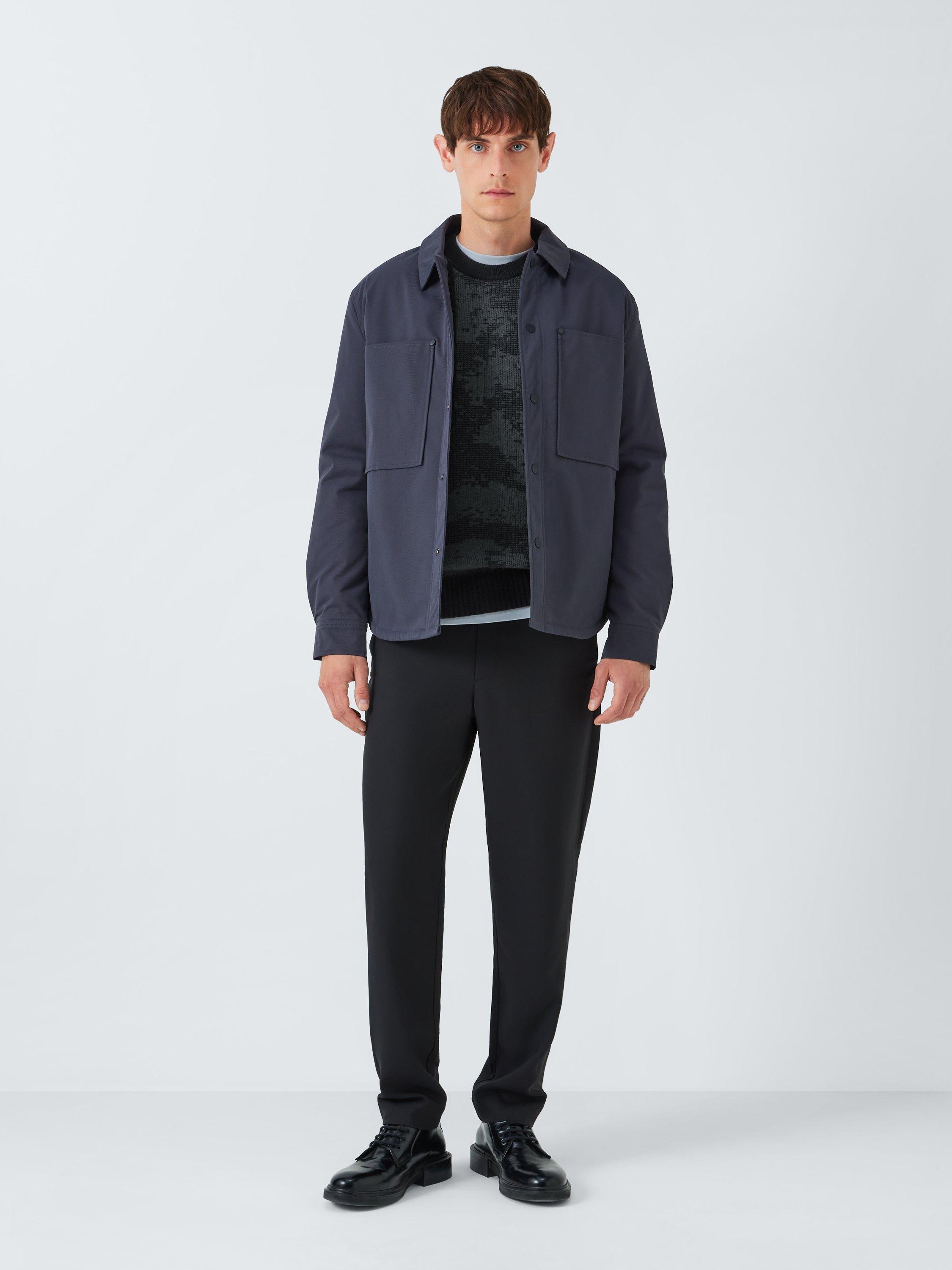 Product image 2 of 6, which shows Kin Aura Jacquard Wool Blend Knit Crew Neck Jumper, Dark Sapphire, S