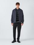Kin Aura Jacquard Wool Blend Knit Crew Neck Jumper, Dark Sapphire