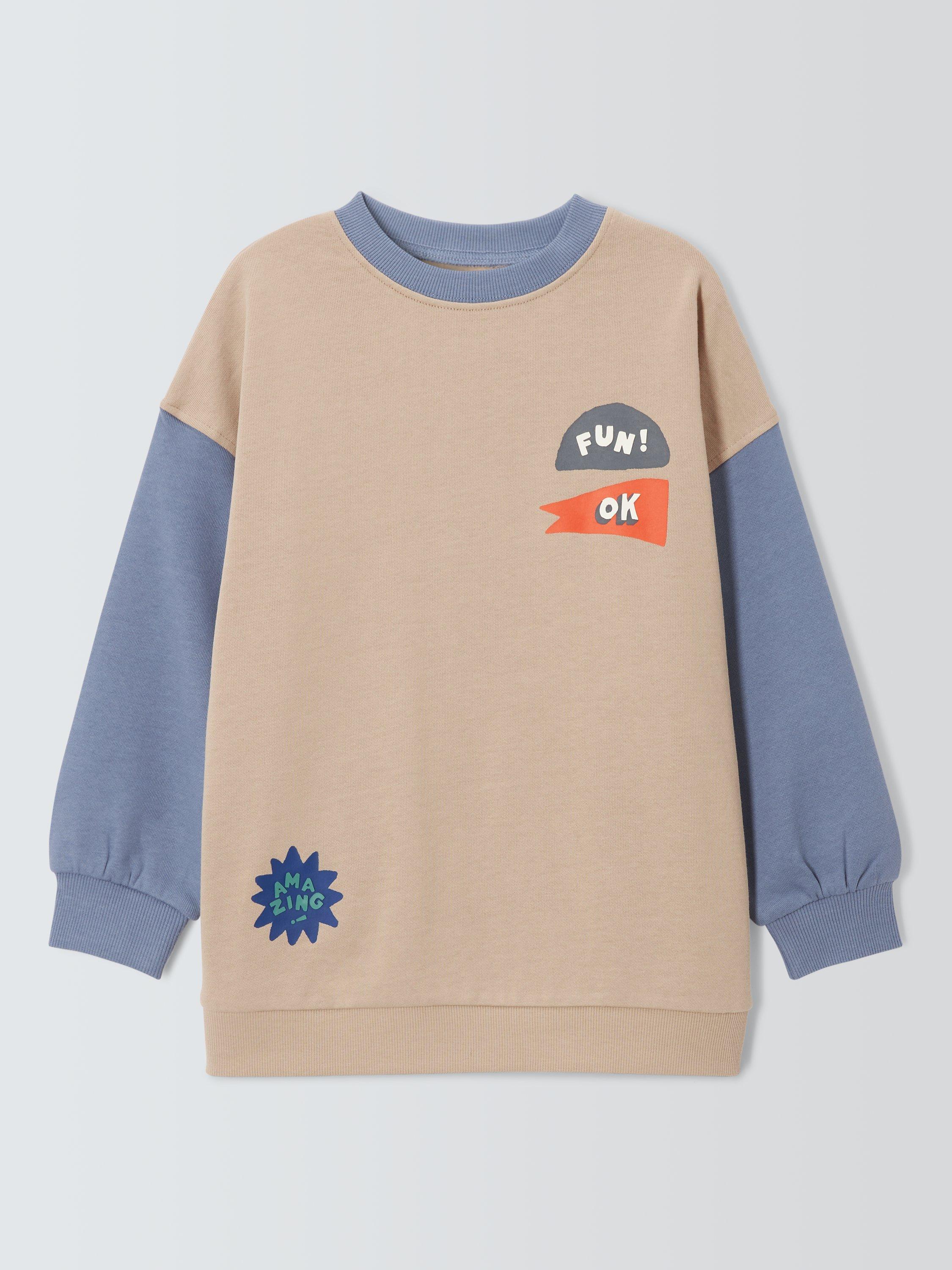Product image 3 of 7, which shows John Lewis ANYDAY Kids' Badge Sweatshirt, Stone, 5 years