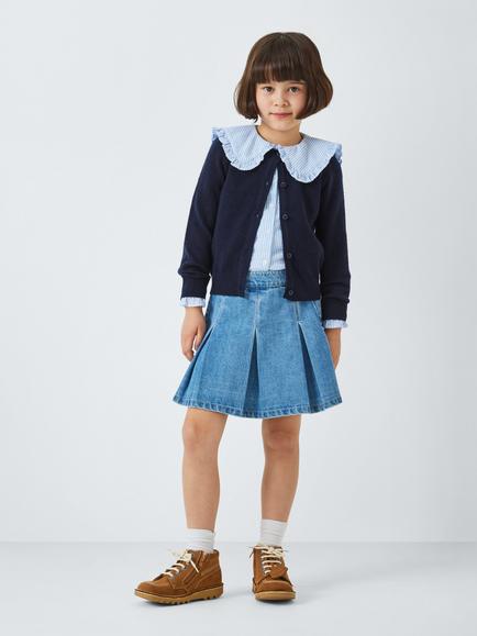 John Lewis Kids' Button Wool Blend Cardigan - view 2, Navy Blue