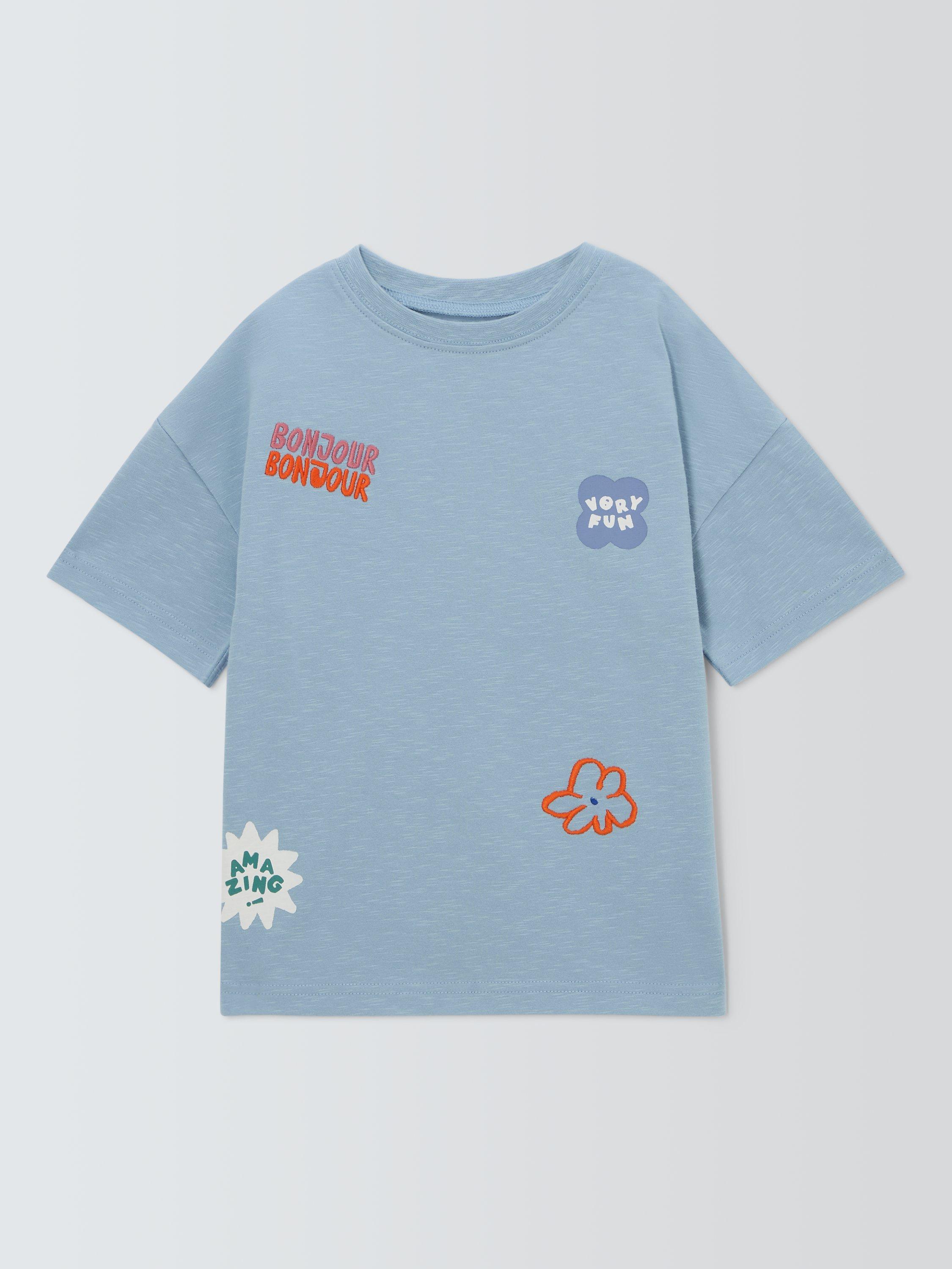 Product image 3 of 7, which shows John Lewis ANYDAY Kids' Badge T-Shirt, Light Blue, 5 years