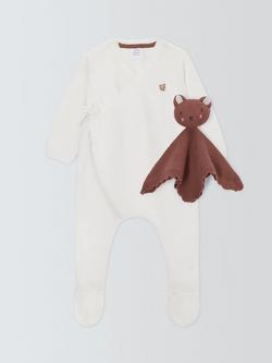 John Lewis Baby Cotton Wrap Sleepsuit and Knitted Comforter, 