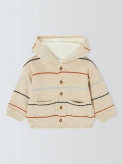 John Lewis Baby Striped Hooded Cardigan, Multi, 