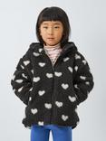 John Lewis ANYDAY Kids' Heart Borg Jacket, Charcoal